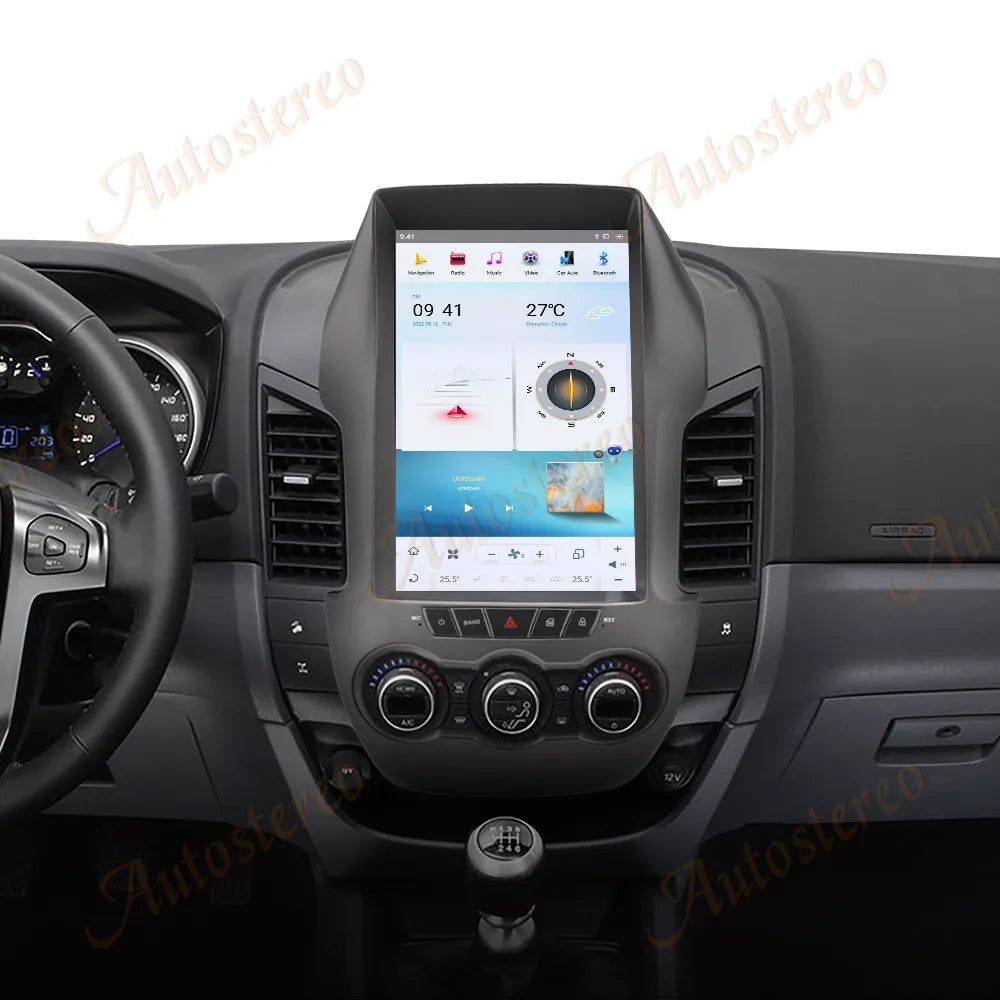 Vertical Screen Carplay Android 13 For Ford Ranger 2010-2015 Tesla Style Car GPS Navigatio