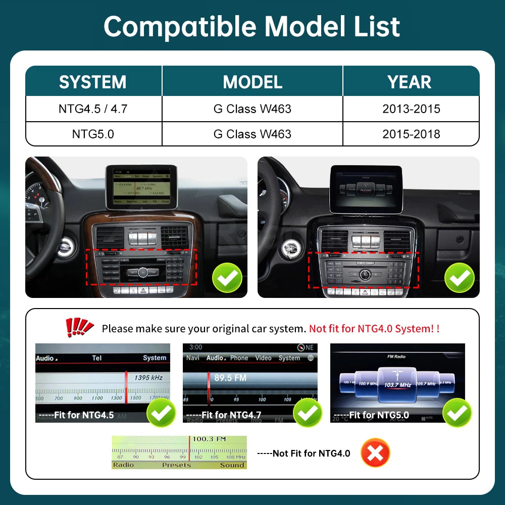 RoadTop Wireless CarPlay Module for Mercedes Benz G-Class W463 2012-2018 G63 G65 AMG G500