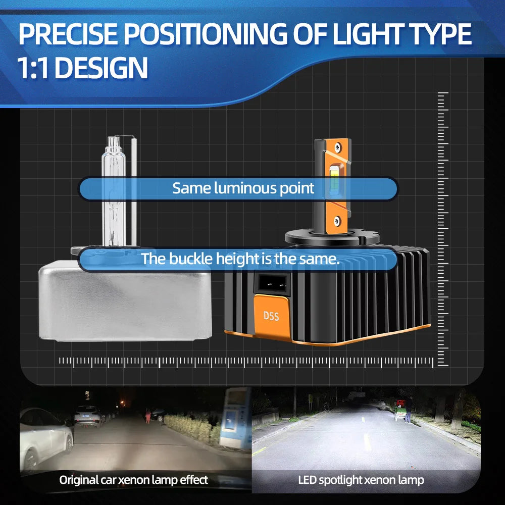 LED Headlights Canbus 30000LM D5S Auto Bulbs Two-sided CSP Chip Car Lamp HID 6000K For jee