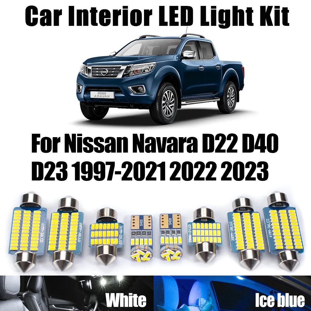 For Nissan Navara D22 D40 D23 1997- 2021 2022 2023 Car Number Plate Bulbs Canbus LED Inter