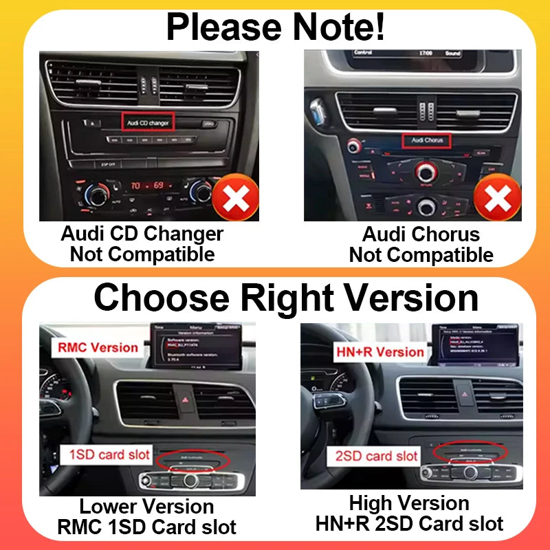 Android 15 Wireless CarPlay Auto Car Radio For Audi Q3 2011-2018 DSP Multimedia Video Play
