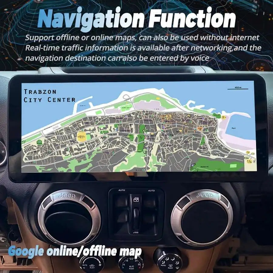 For Jeep Wrangler 3 JK 2010-2018 12.3Inch QLED Screen Android 14 Car Audio GPS Multimedia