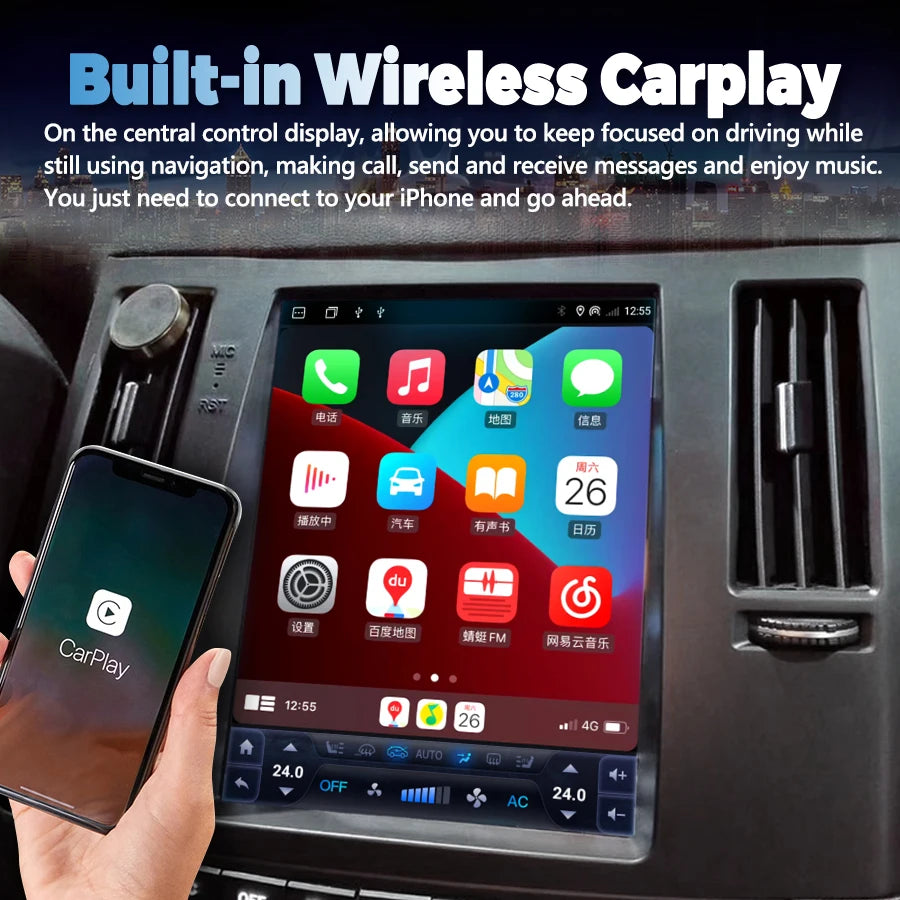 Android Touch Screen For Infiniti FX35 FX45 2003-2007 Car Wireless CarPlay 2 Din Stereo Vi | AUTOKITSHOP