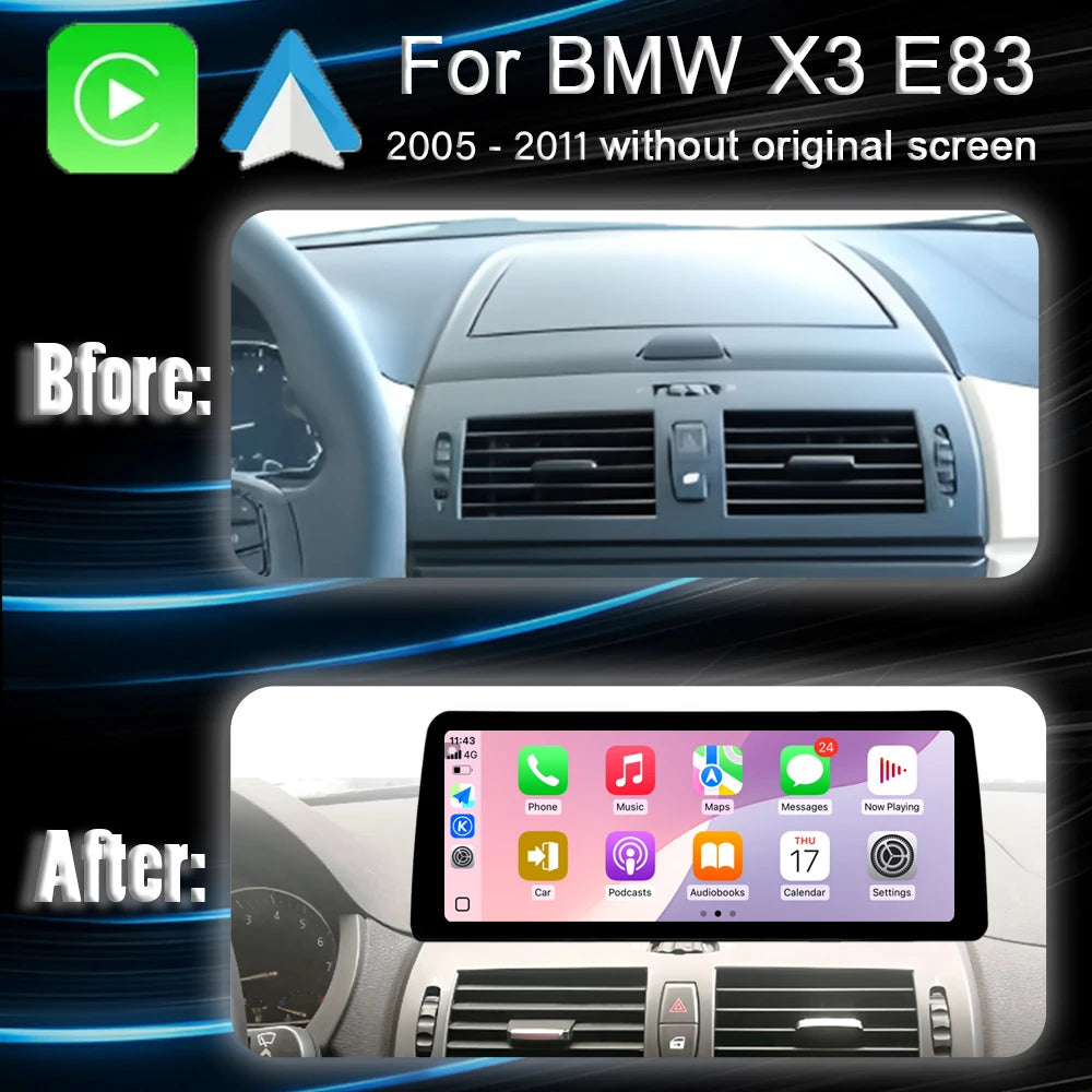 12.3" 2400*900 Android 14 For BMW X3 E83 Car Stereo Radio Wireless Carplay Android Auto 4G
