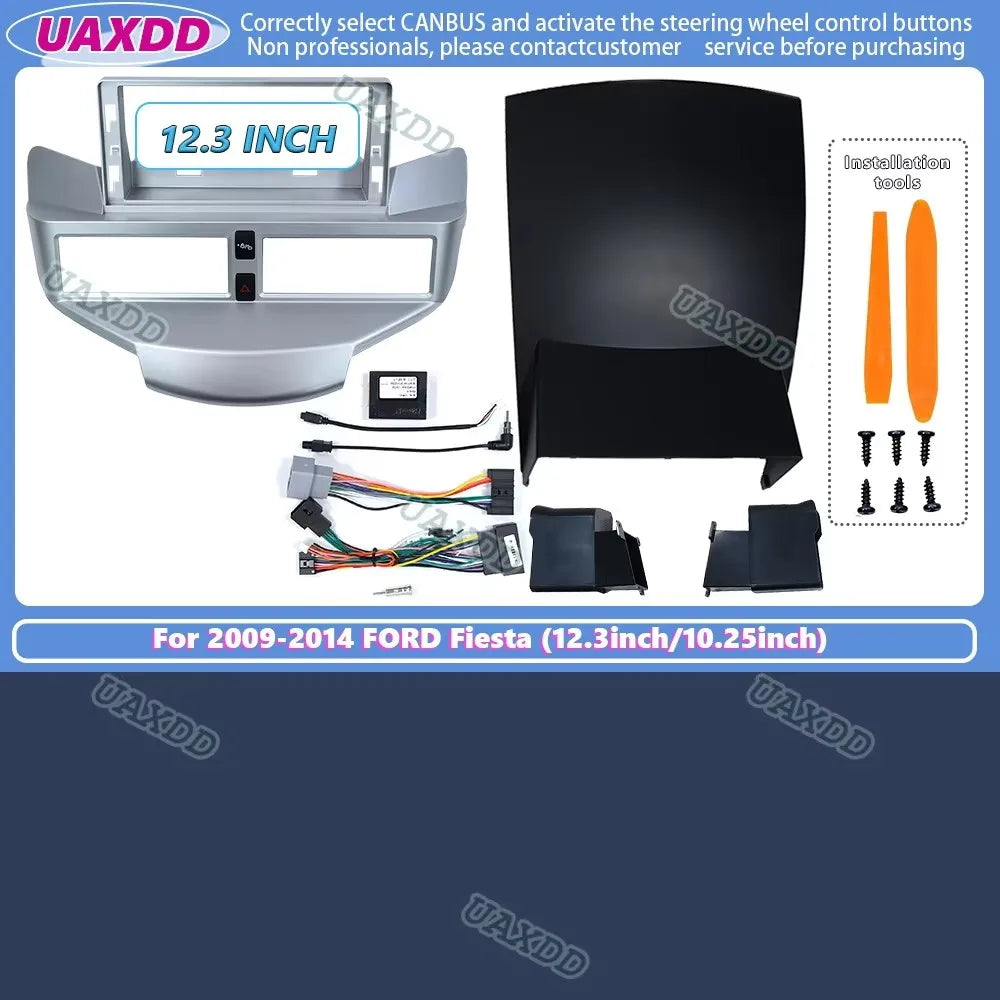 For 2009-2014 FORD Fiesta 12.3 10.25 inch 2 Din Car radio Android frame fascia cable video
