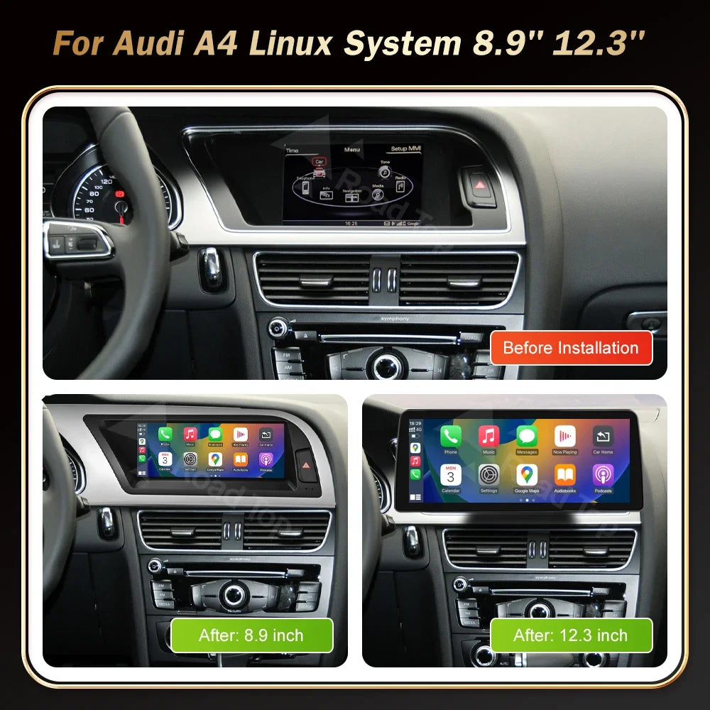 CN RoadTop 12.3 inch Wireless CarPlay Multimedia Linux Screen Android Auto For Audi A4 200