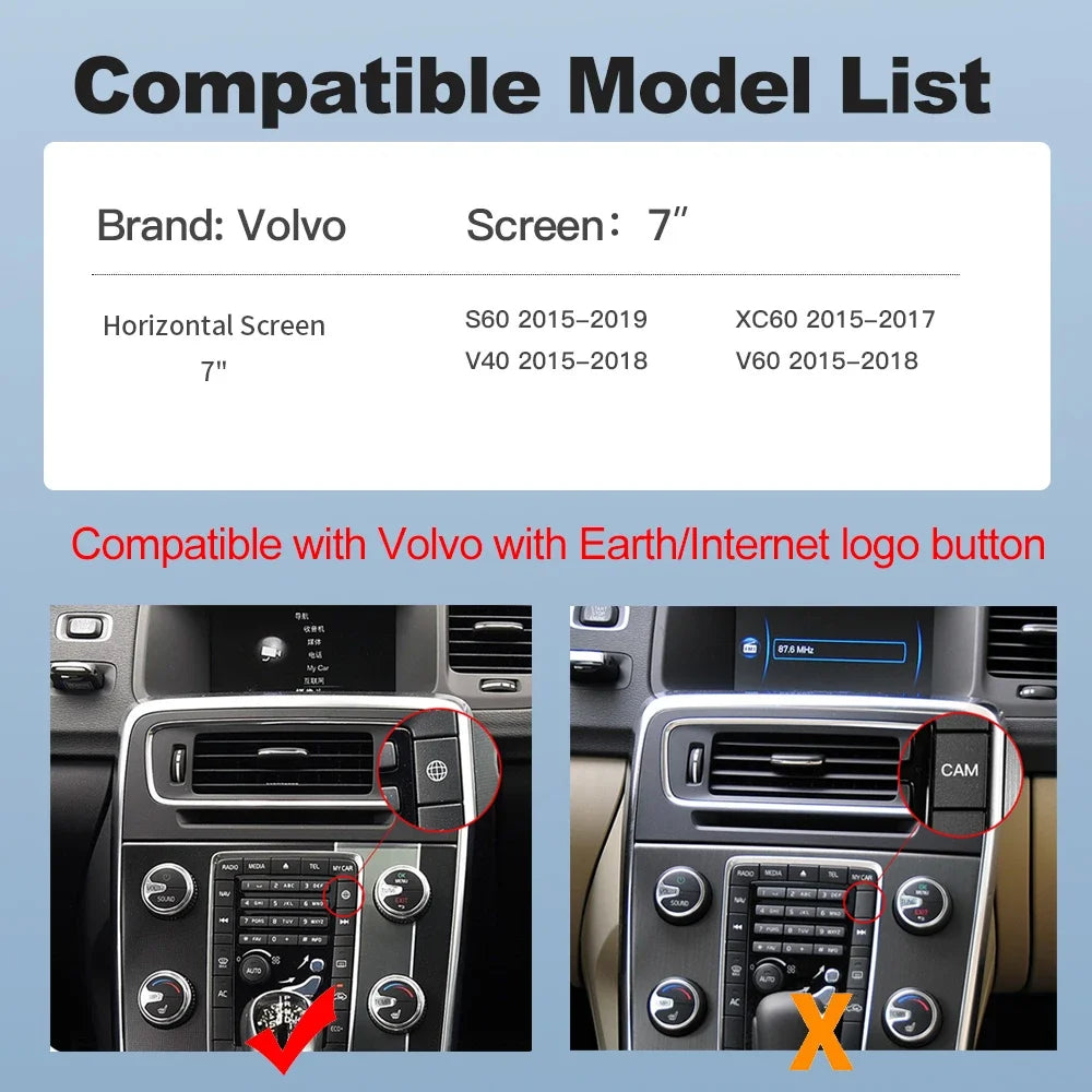For Volvo XC60 XC70 S60 S80 V60 V70 V40 Wireless Carplay Android Auto Modulo AI Box Decode | AUTOKITSHOP
