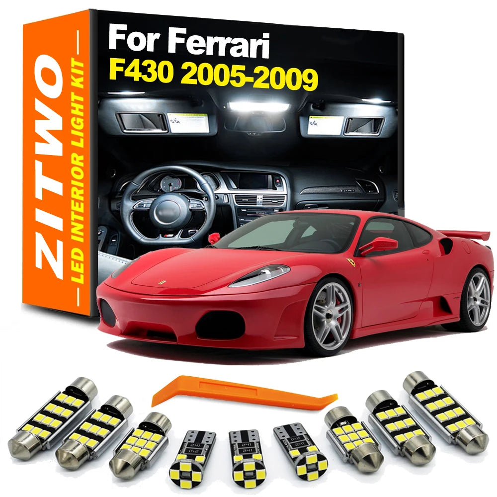 ZITWO 6Pcs Car Bulb Accessories For Ferrari F430 2005 2006 2007 2008 2009 LED Interior Dome Map  - Canbus LED Car Light