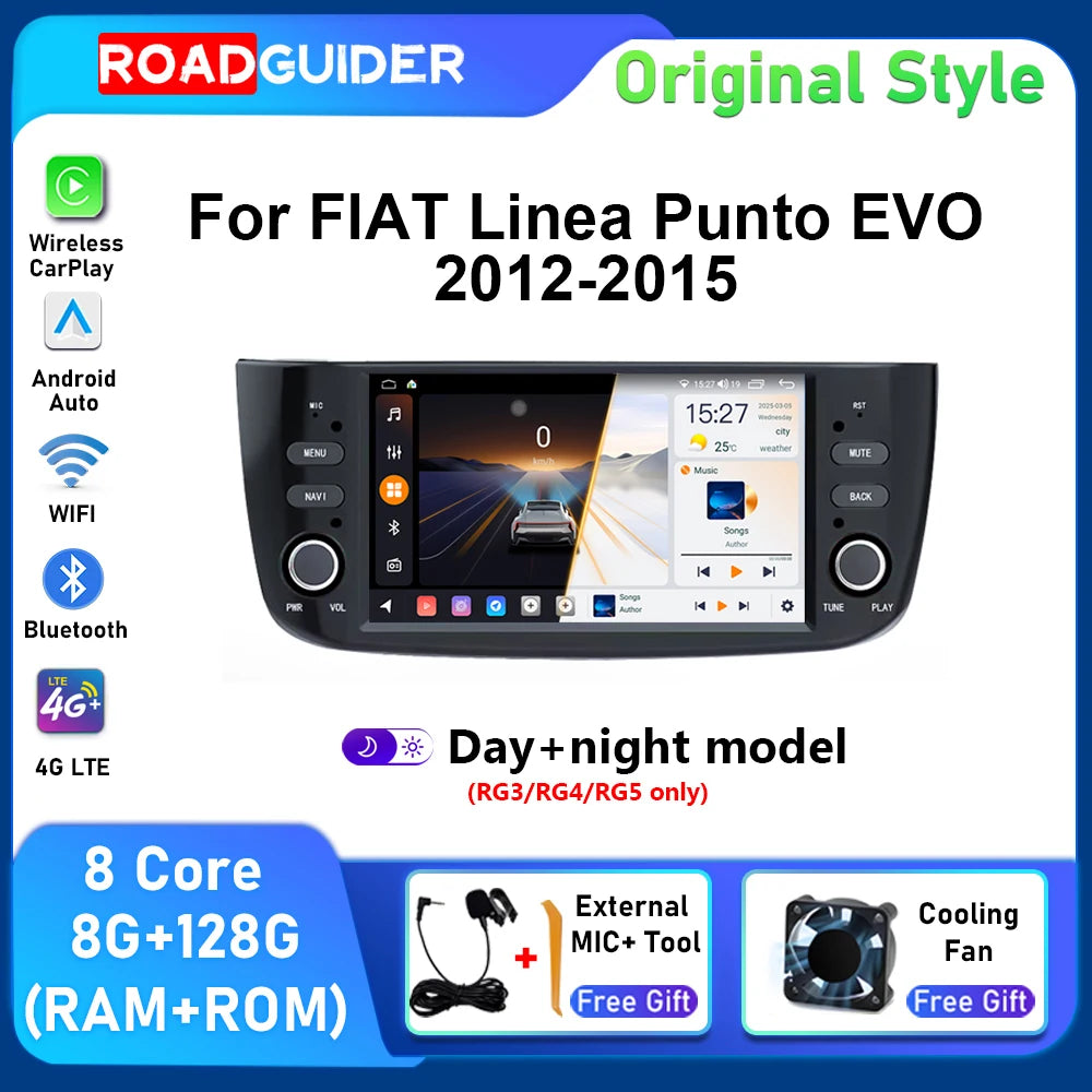 Wireless Carplay Android Auto For Fiat Linea Punto EVO line 2012 -2015 Car Radio Multimedi