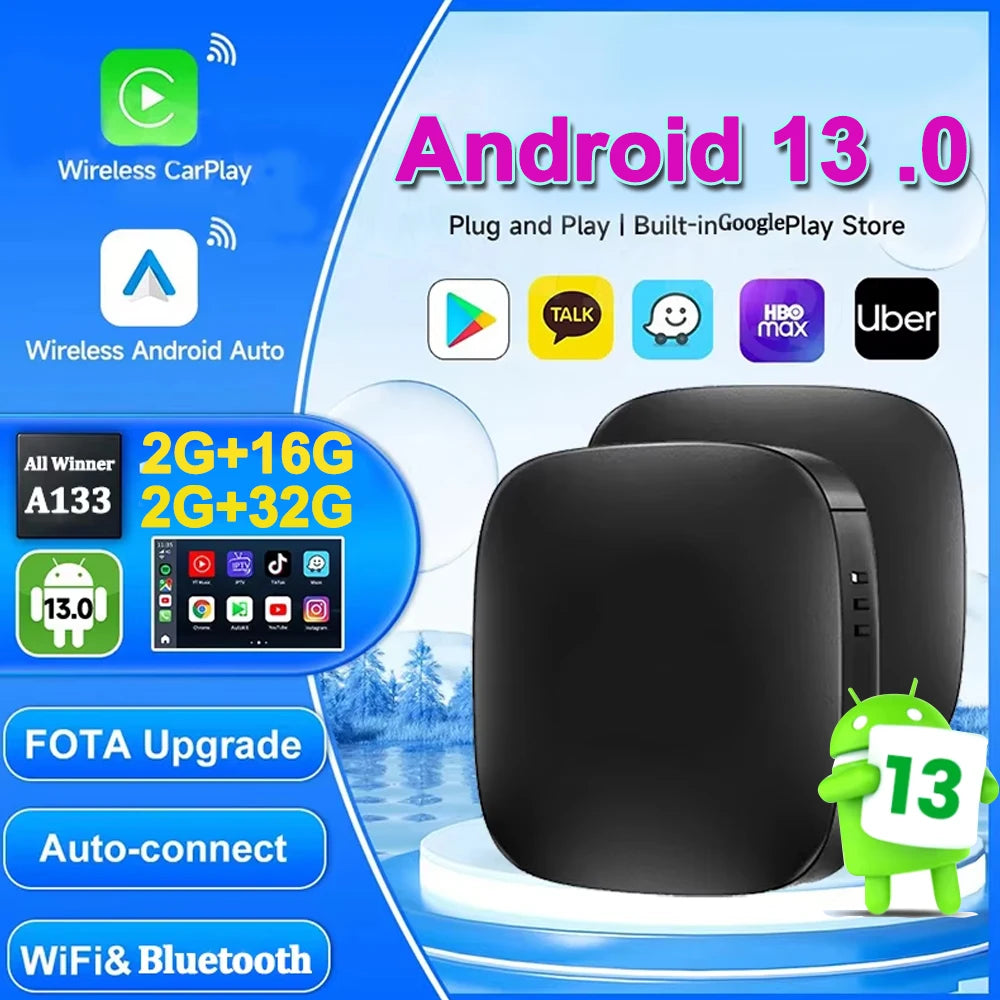Smart AI BOX Android13 Android Auto Wireless Carplay WIFI Smart TV Box For Netflix YouTube