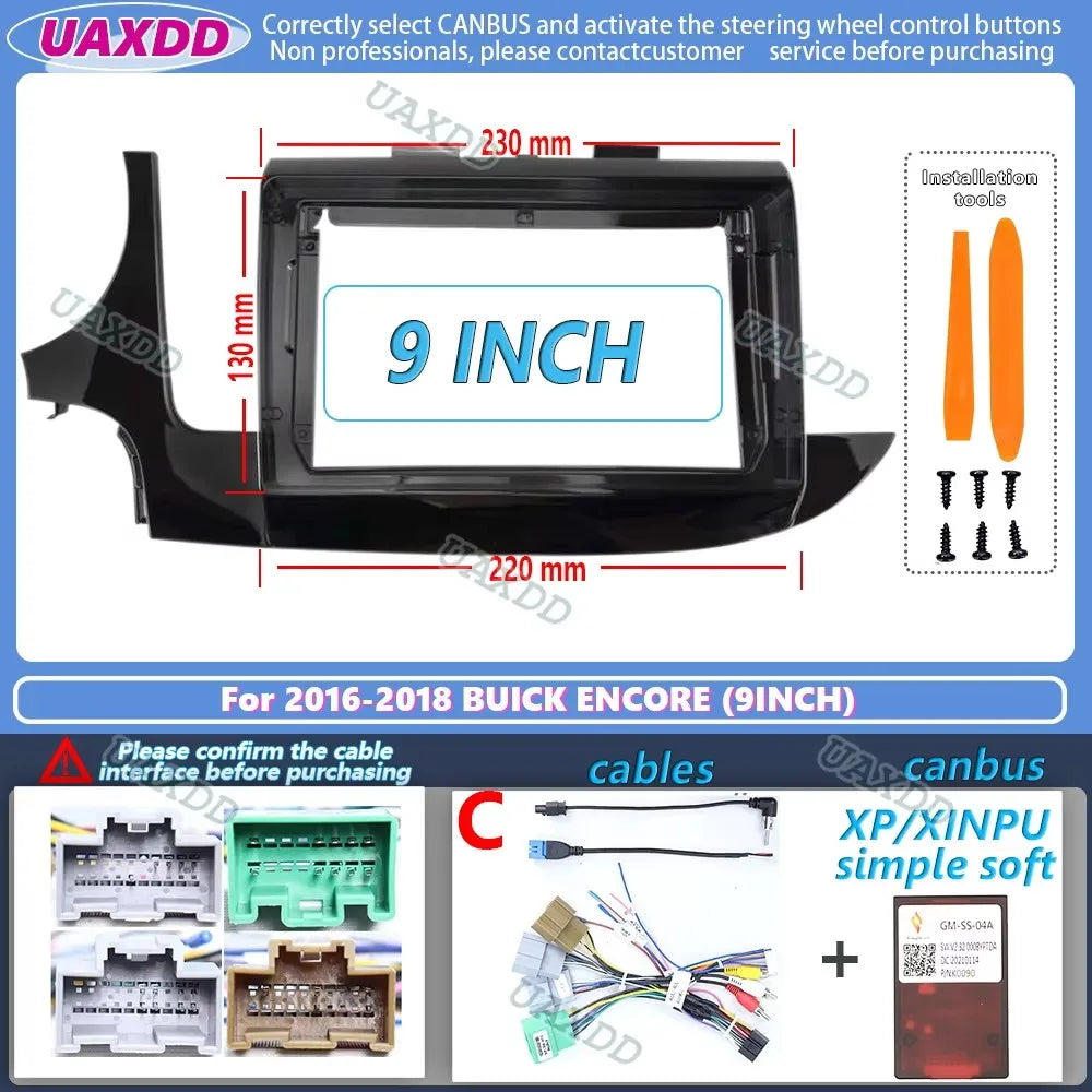 9 Inch Car Facia For BUICK ENCORE 2016-2018 Panel Dash One Double Din DVD Frame Canbus 2 D