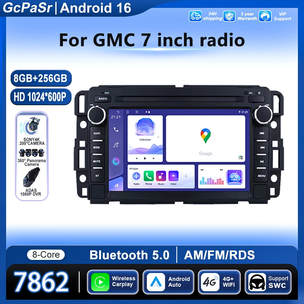 Android 16 Car Radio For Chevrolet Silverado Impala GMC Yukon Acadia Sierra Carplay GPS Mu