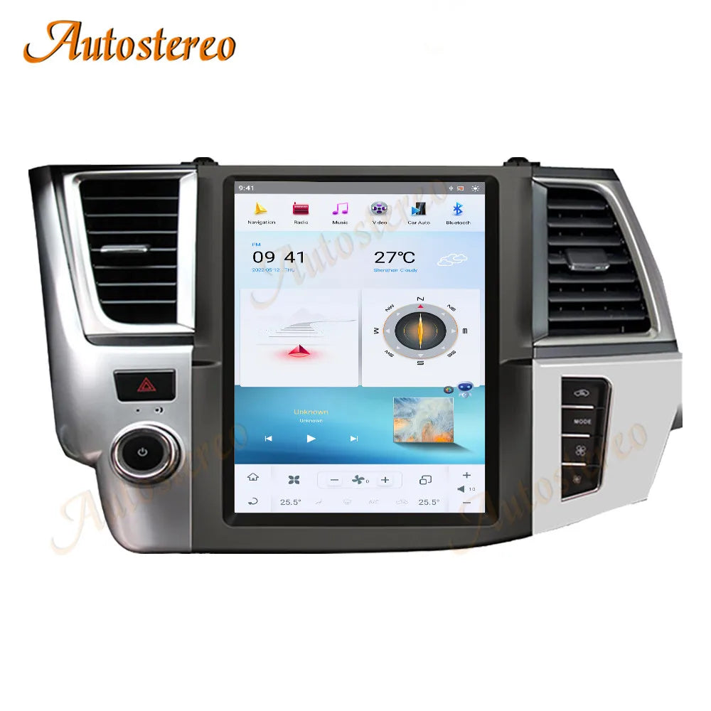 Android 11 For Toyota Kluger Highlander 2014-2021 Tesla Style Car GPS Navigation Auto Radi