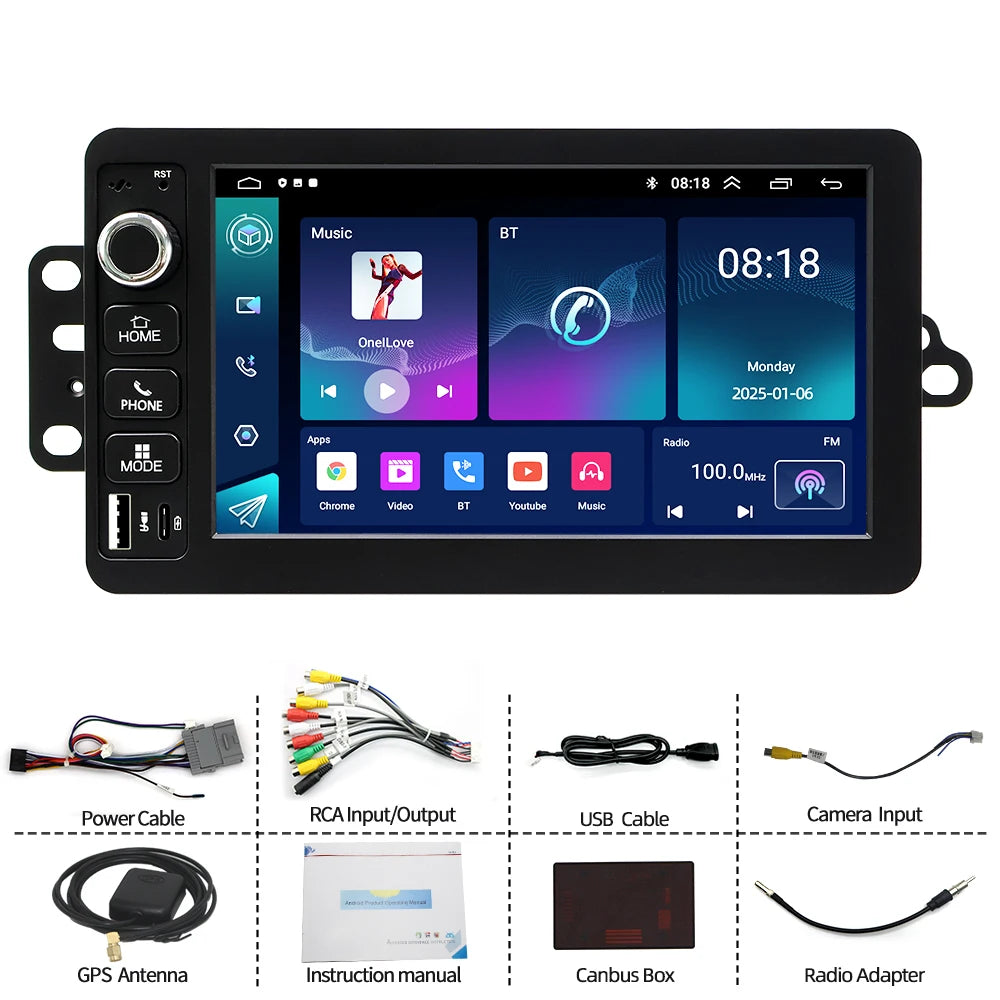 7" Android Car Radio GPS For GMC 2000-2012 - Wireless CarPlay Android Auto Bluetooth Steering Control