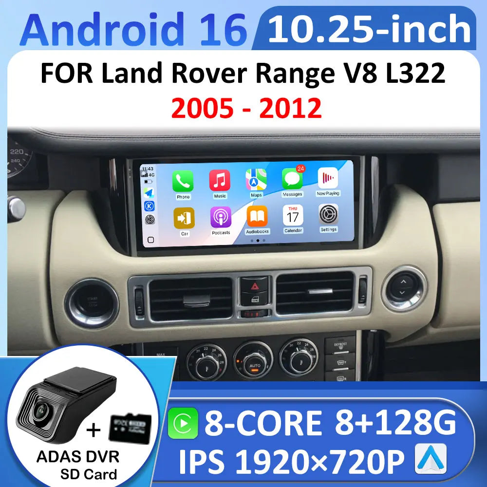 Android Auto 16 System For Land Rover Range V8 L322 2005 - 2012 Car Radio Carplay Bluetoot | AUTOKITSHOP