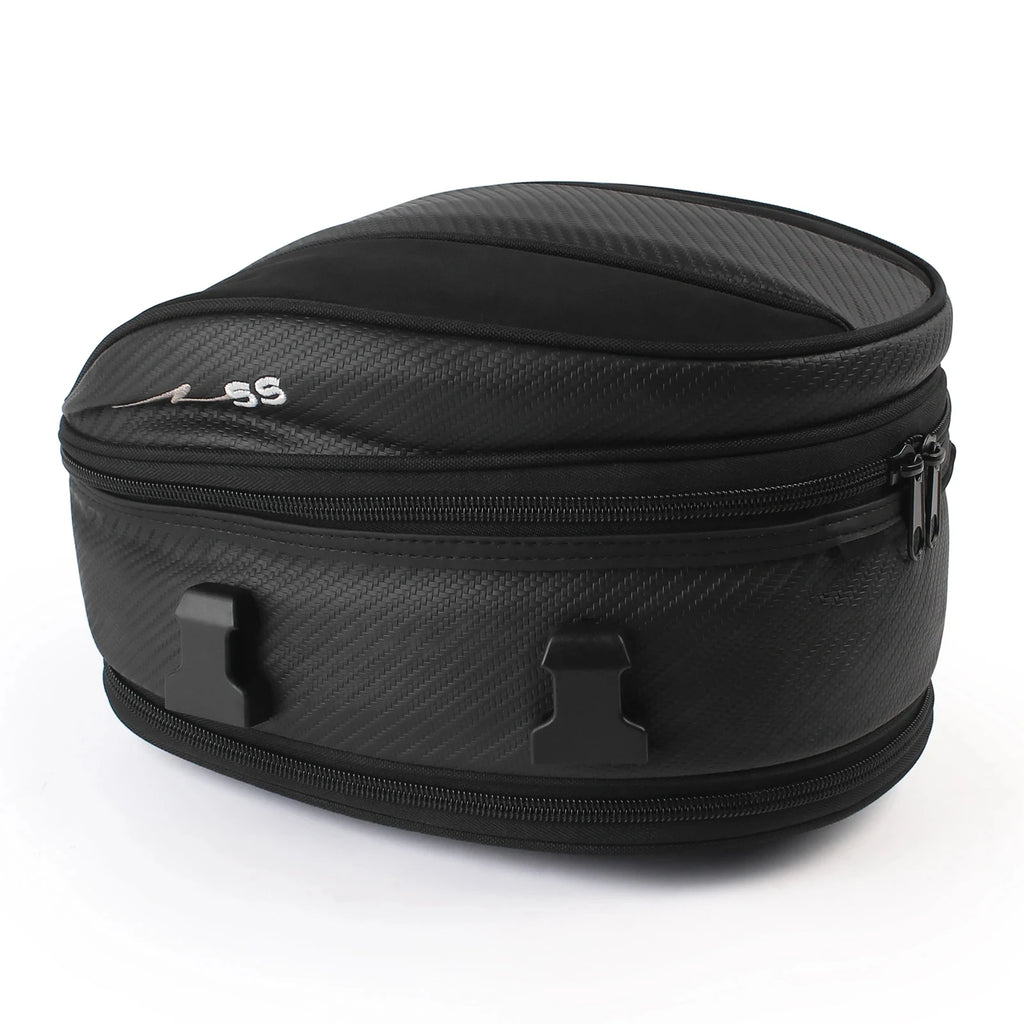 Motorcycle Black Seat Tail Bag Travel Rear Seat Luggage Bag Waterproof 1680D Backpack Saddle Bag - Automotive LED Light