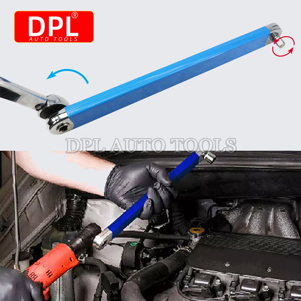 Offset Extension Wrench Tight Spaces Extension Tool with 1/2", 1/4" and 3/8" Drive Adapters Univ - Automotive LED Light