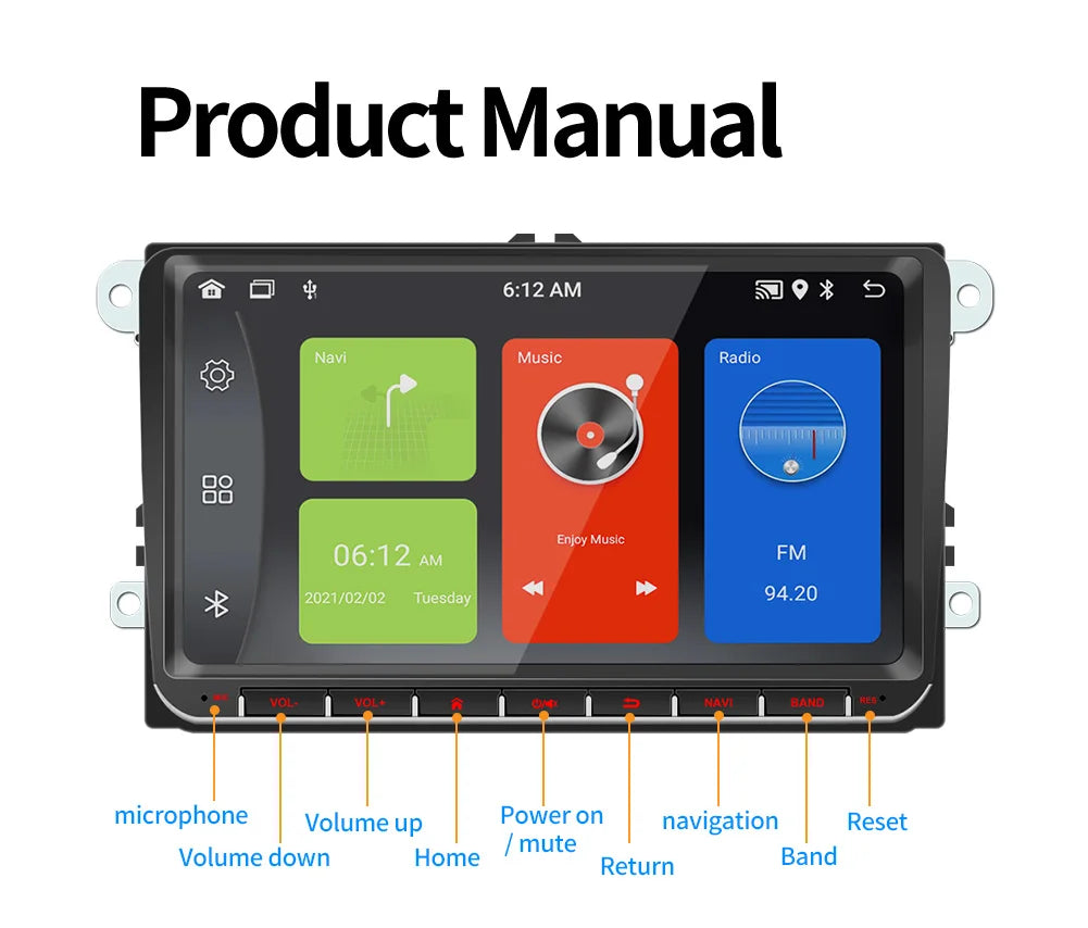 BQCC 9093 9" Car Player For VW Volkswagen Golf Polo Tiguan Passat Mirrorlink WIFI GPS BT Wireless Carplay Quad/Octa Core IPS RDS
