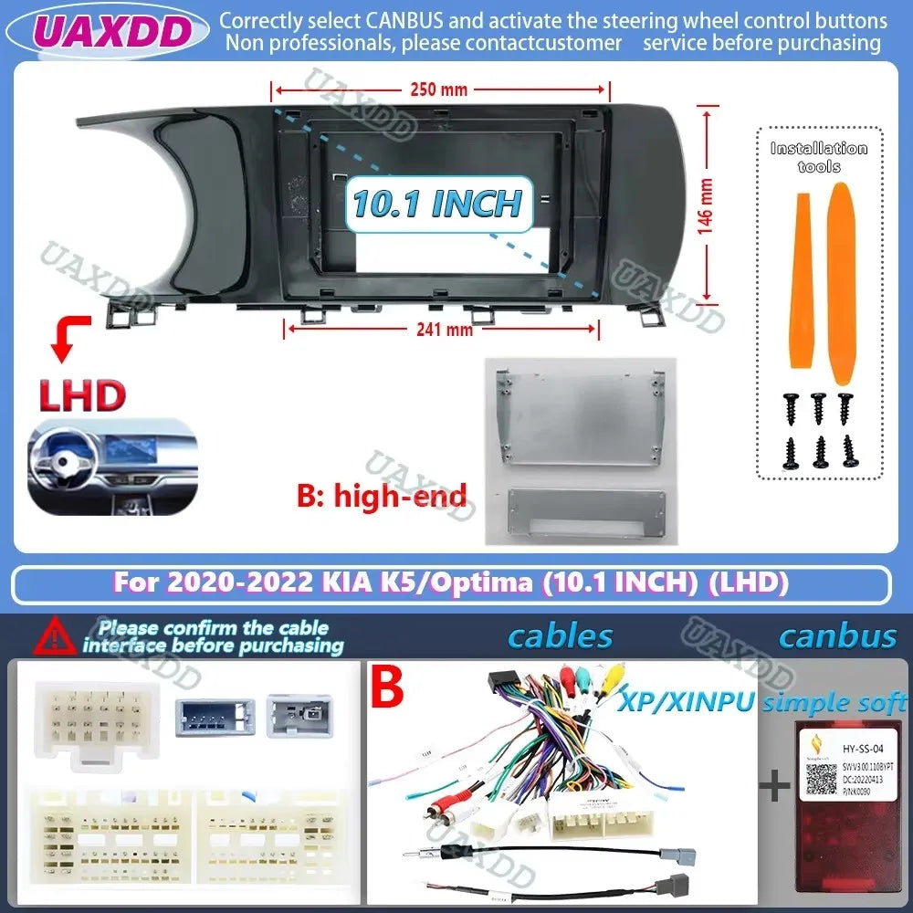 For 2020-2022 Kia K5 Optima 10.1INCH 2 Din Car Android frame panel fascia cable video harn