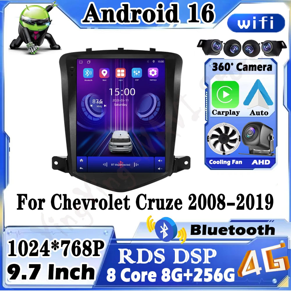 Intelligence GPS Navigation for Chevrolet Cruze 2008-2019 Android 16 Car Video Multimedia