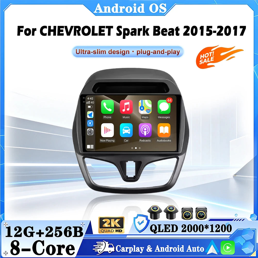 9 inch For CHEVROLET Spark Beat 2015-2017 Android 16 Auto Wireless Carplay Car Radio Multi