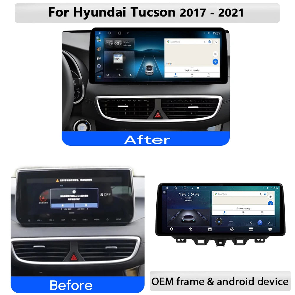 12.3' Android 16 Carplay Car Radio For Hyundai Tucson 2017 - 2021 Navigation Multimedia Pl