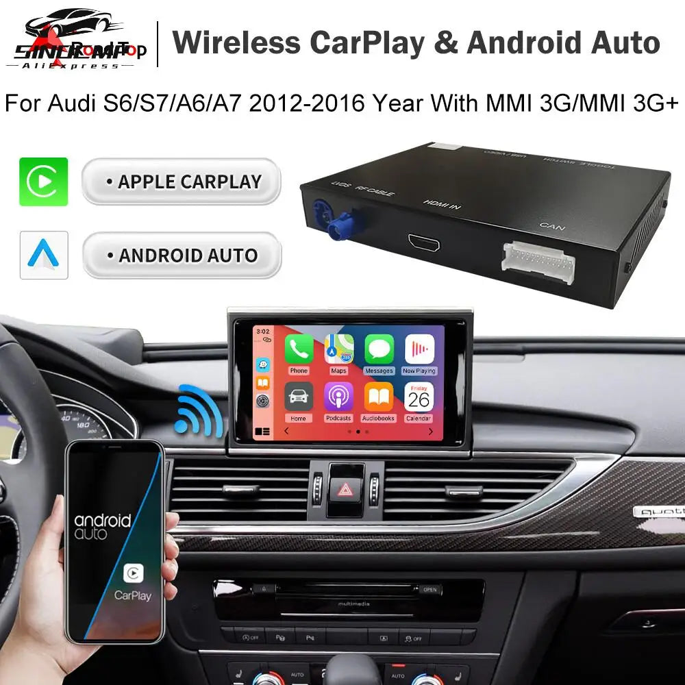 Wired/Wireless iOS Android Auto Carplay Nav Camera Interface For Audi A6 A7 2012-2018 With