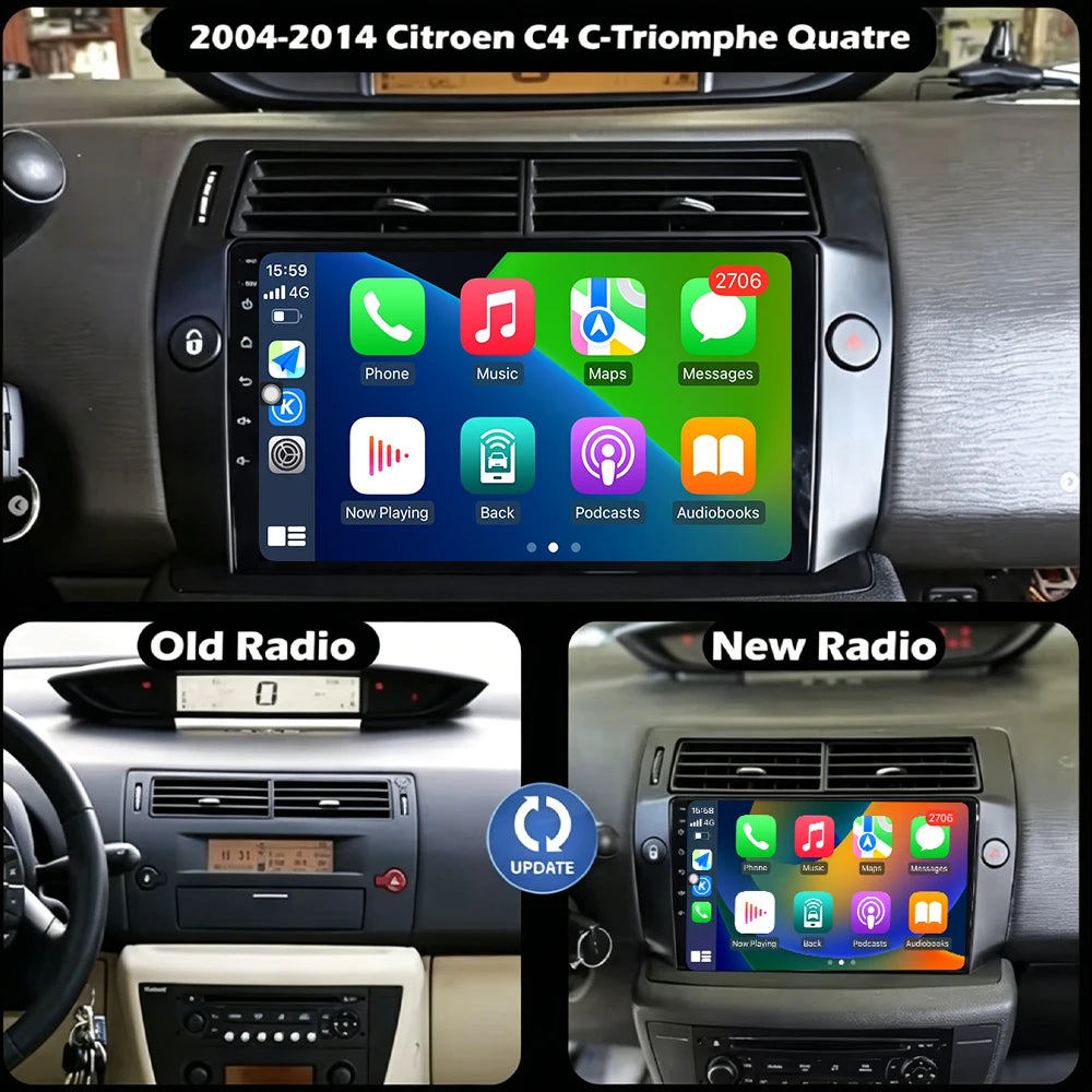Bluetooth For Citroen C4 C-Triomphe C-Quatre 2004-2009 Navigation GPS Car Radio Video Play