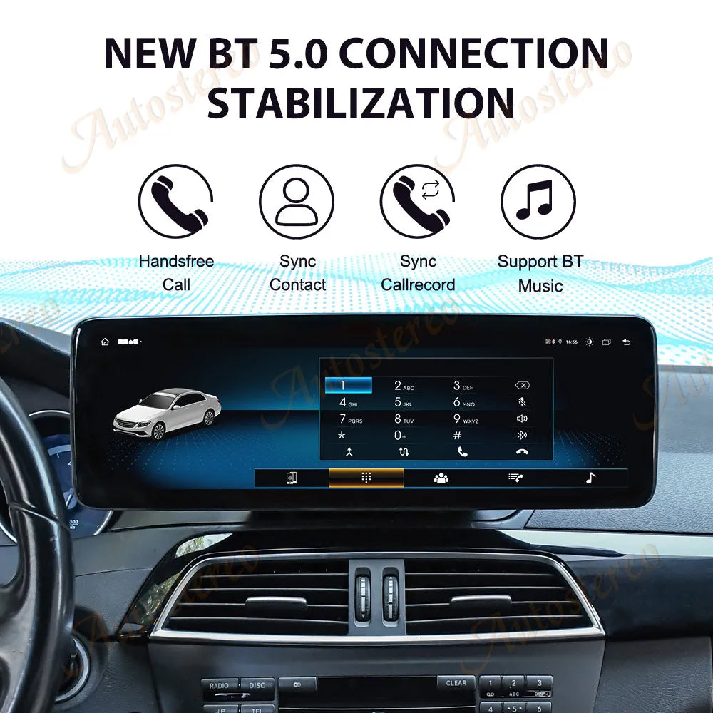 14.9 Inch Carplay 4G Android 14 For Mercedes Benz C Class W204 2011-2014 Car GPS Navigatio