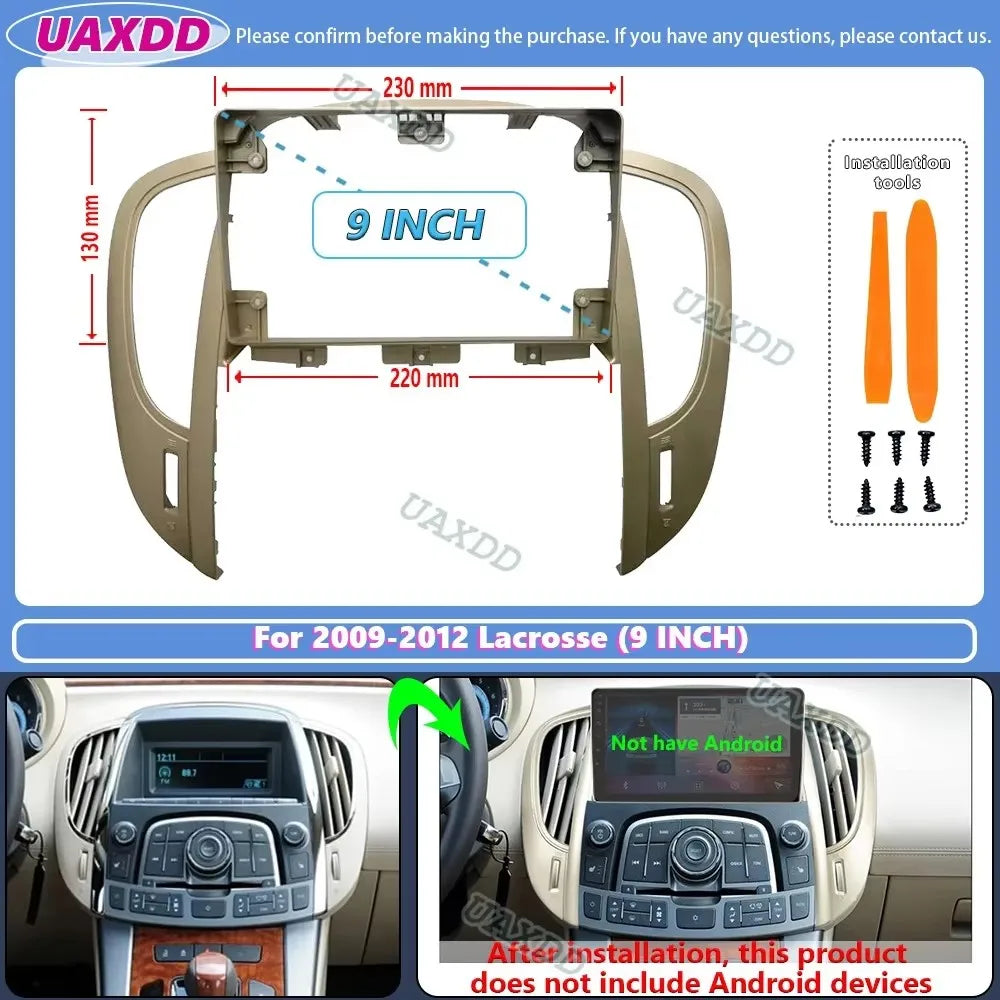 For 2009-2012 BUICK Lacrosse 9inch 2 Din Car stereo radio Android frame panel fascia cable
