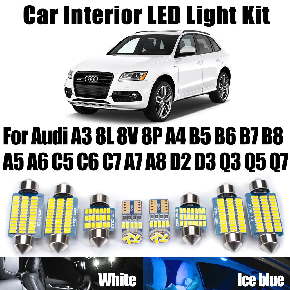 LED Interior Light Kit for Audi A3 8L 8V 8P A4 B5 B6 B7 B8 A5 A6 C5 C6 C7 A7 A8 D2 D3 Q3 Q5 Q7 Signal Lamp - Canbus E...