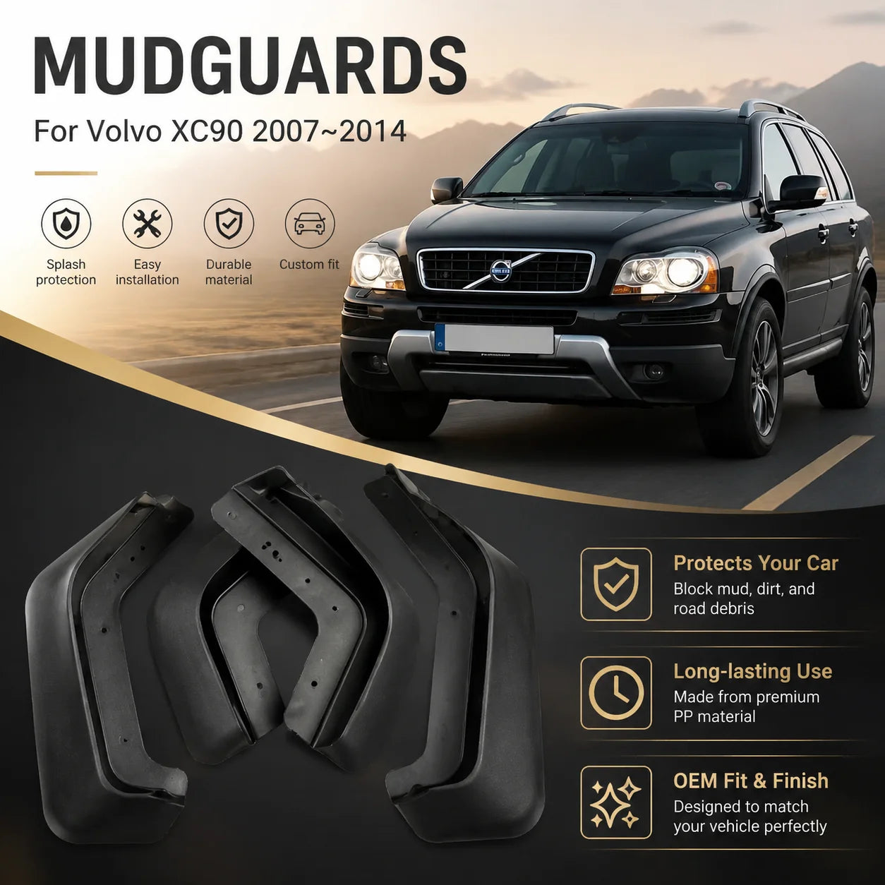 For VOLVO XC90 2007-2014 Mudflaps 2008 2009 2010 2011 2012 2013 Front Rear Car Mud Flaps S | AUTOKITSHOP