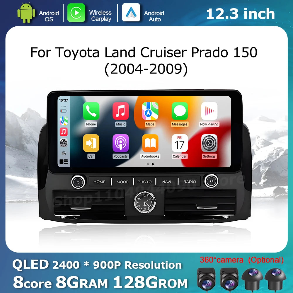 for Toyota Land Cruiser Prado 150 2004 - 2009 Car Display Screen Multimedia Radio Player W