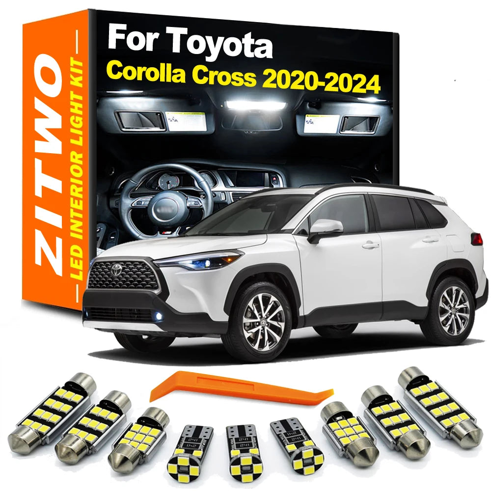 ZITWO 11Pcs LED Bulb Interior Indoor Light Kit For Toyota Corolla Cross 2020 2021 2022 2023 2024 Reading Map Plate Trunk Lamp