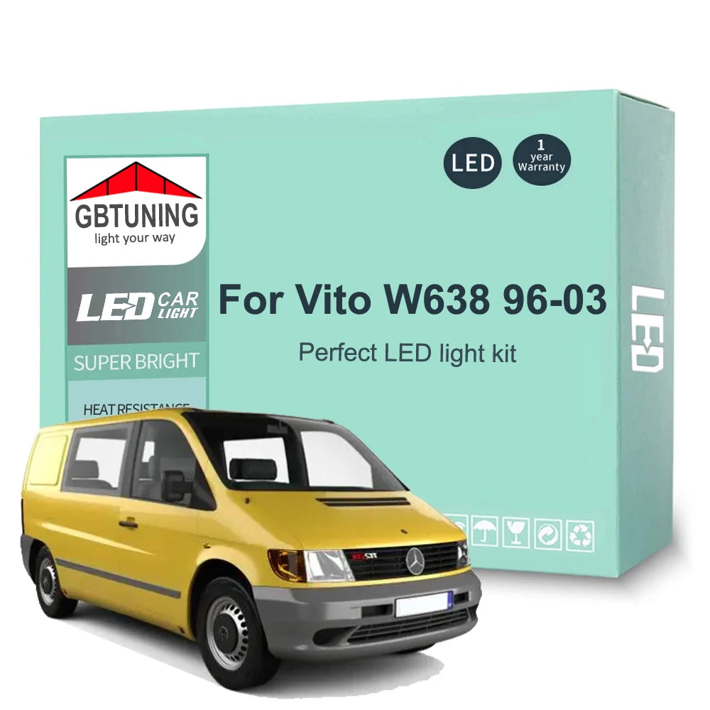 10-Piece LED Interior Light Kit for Mercedes Benz Vito W638 1996-2003 - Canbus Dome Map Door Trunk Bulbs | AUTOKITSHOP