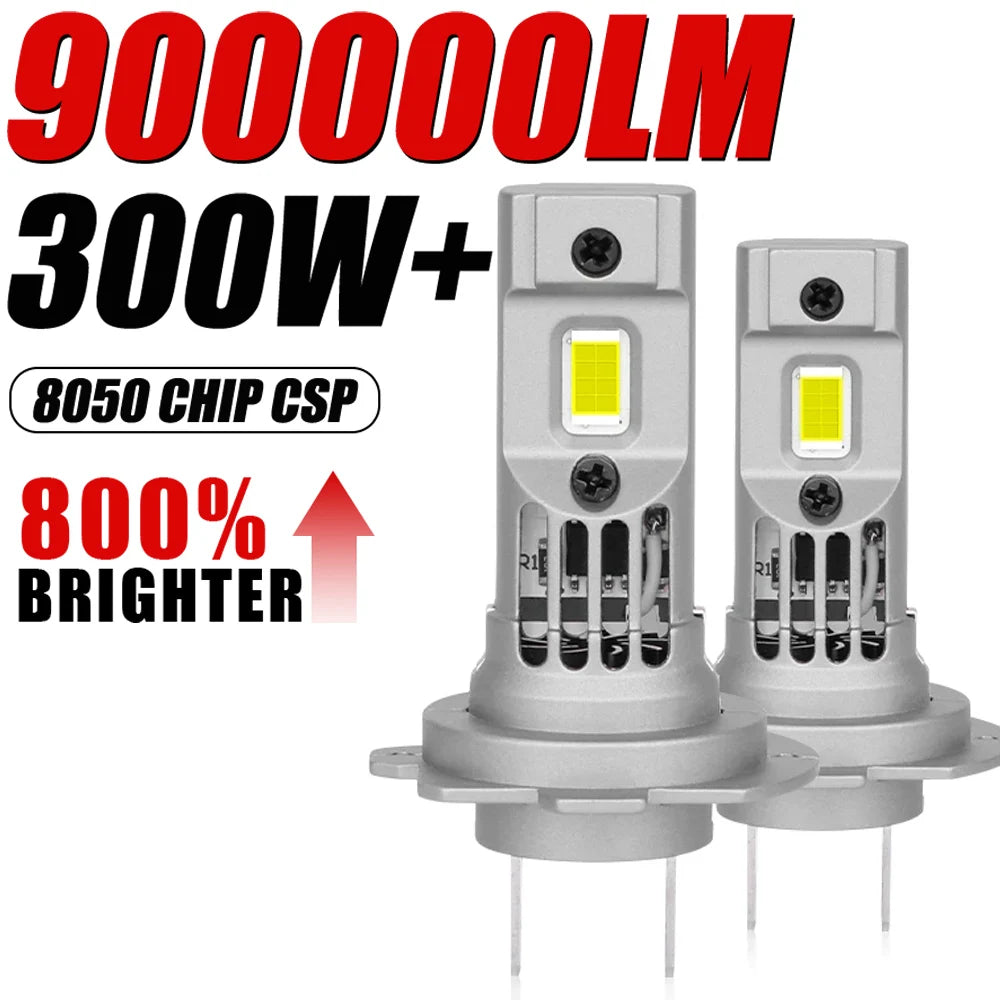 300W Turbo H7 LED Headlight Bulbs CANBUS Lights 900000LM Mini Lamp 1:1 7535 CSP Wireless C