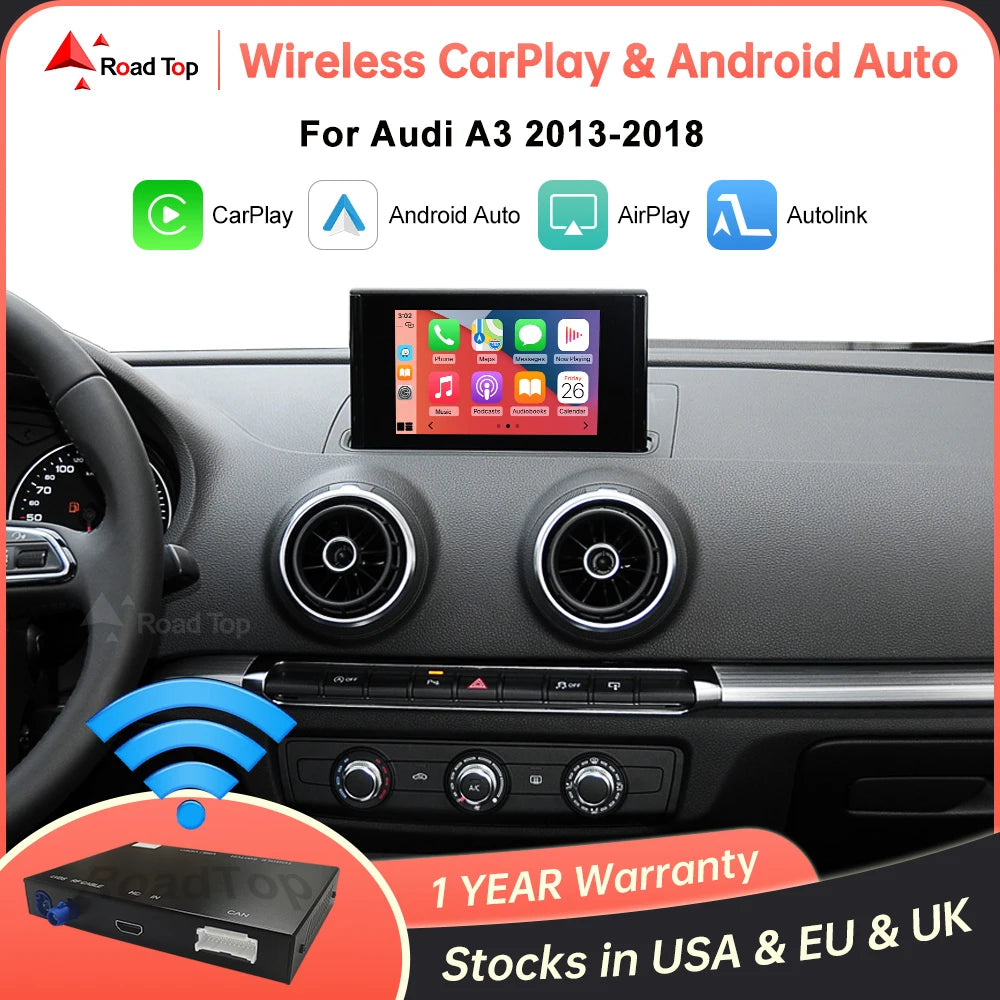 Road Top Wireless CarPlay Android Auto Decoder for Audi A3 2013-2018 with AirPlay Mirror L | AUTOKITSHOP