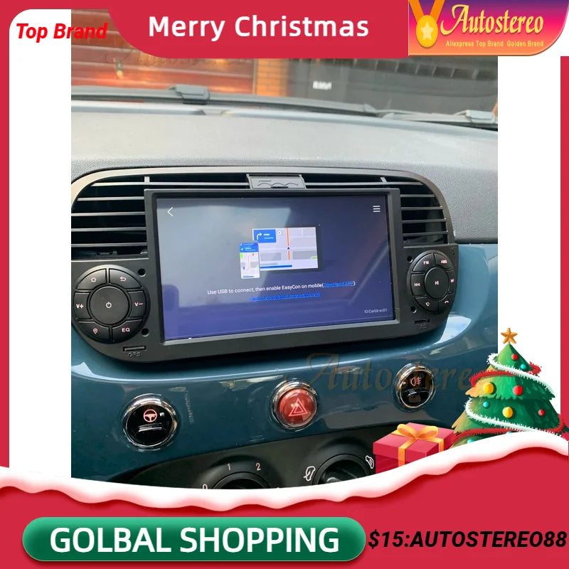Auto Stereo For FIAT 500 2007-2014 Android 13 Car Car GPS Navigation HeadUnit Multimedia P