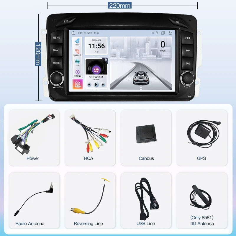 SZLELV For Mercedes Benz CLK W209 W203 W208 W463 Android 15 Auto Car Radio Multimedia Play