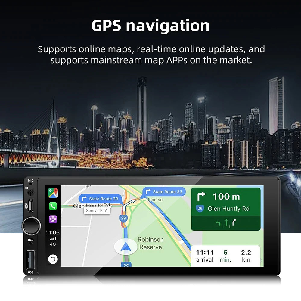 IPS 6.9 Inch 1Din Wired Carplay Android Auto Car Radio Multimedia Video MP5 Player Touch S | AUTOKITSHOP