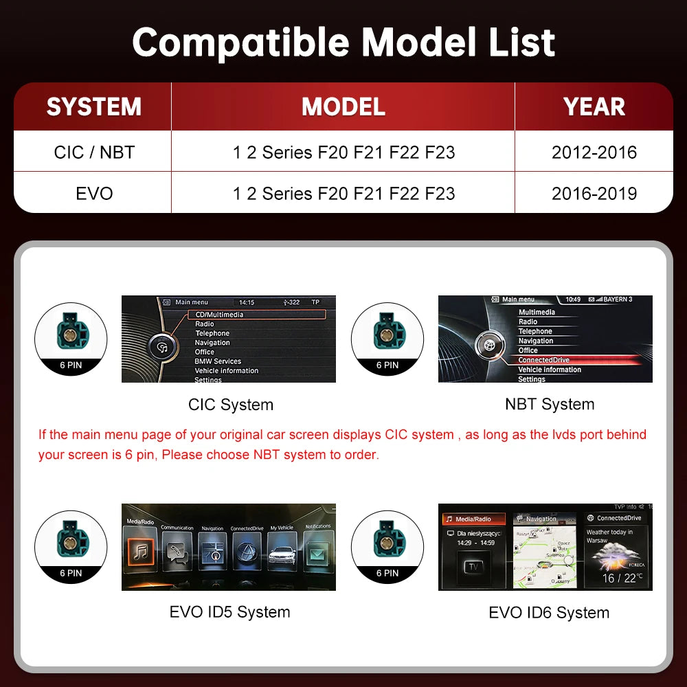 RoadTop Wireless CarPlay Android Auto Multimedia Linux Screen For BMW Series 1 2 F20 F21 F | AUTOKITSHOP