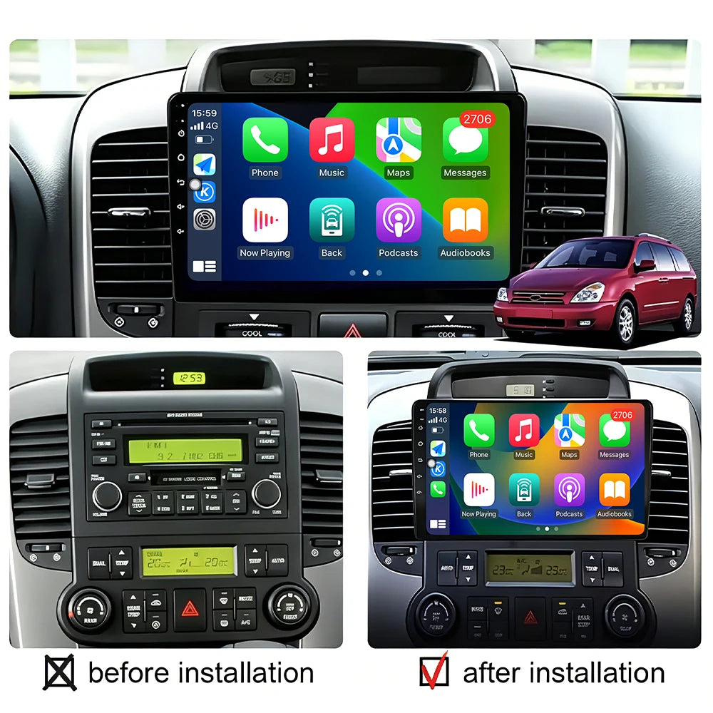 9 lnch For Kia Carnival VQ 2006-2014 Android 16 Navigation Multimedia Player Carplay Auto