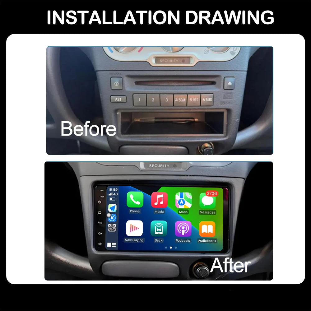 For Toyota Vitz XP10 Yaris Platz Echo 1999-2005 4G WIFI Android All In One Car Intelligent