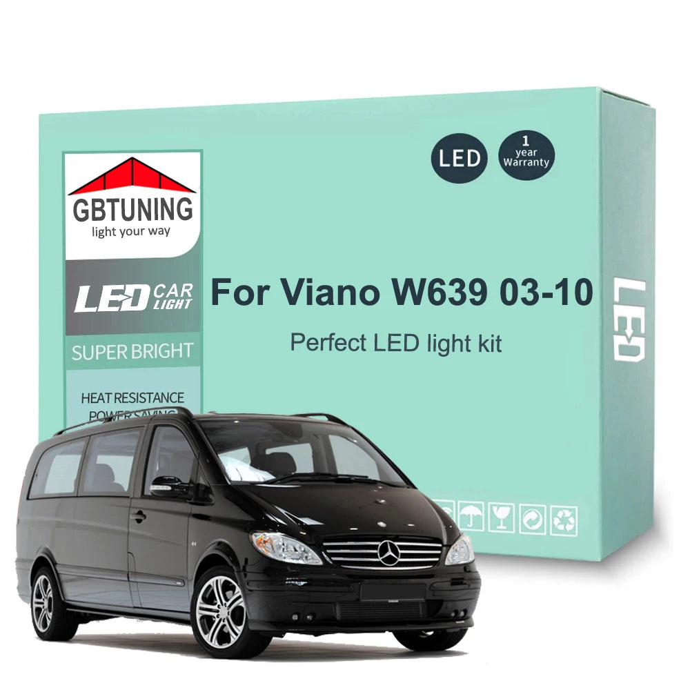 19-Piece LED Interior Light Kit for Mercedes Benz Viano W639 2003-2010 - Canbus Dome Map Door Trunk Bulbs | AUTOKITSHOP