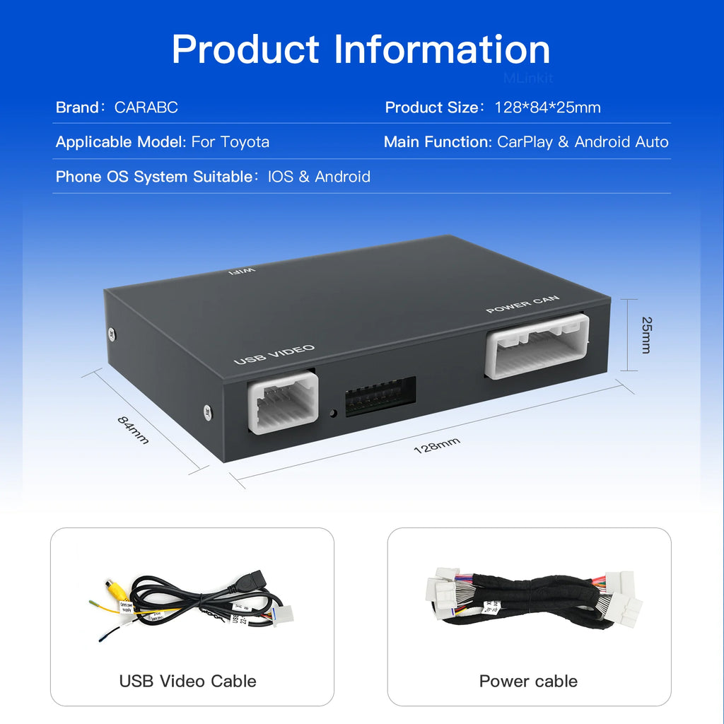Wireless Carplay Android Auto For TOYOTA CHR Corolla Camry Auris prius RAV4 Avensis Highla