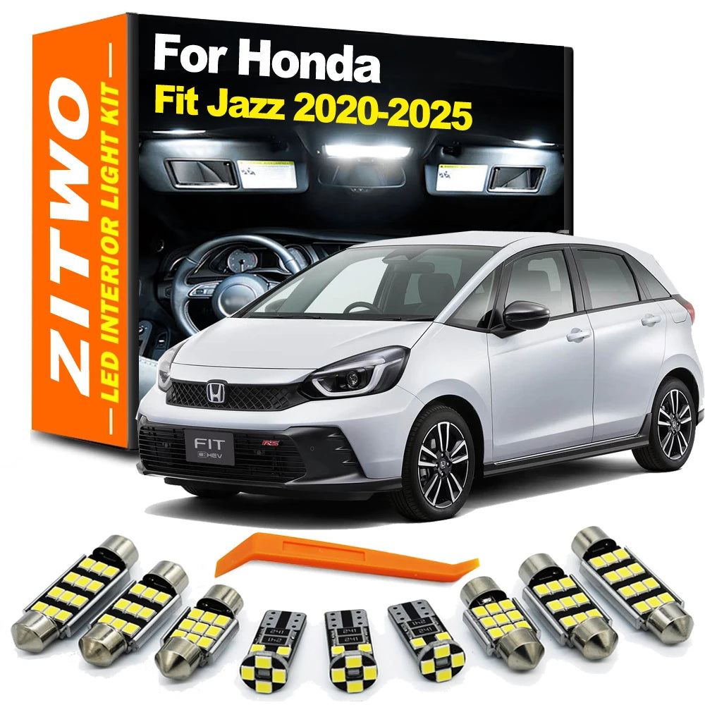 ZITWO 8Pcs Vehicle LED Interior Light License Plate Lamp Kit For Honda Fit Jazz 2020 2021 2022 2023 2024 2025 Car Accessories