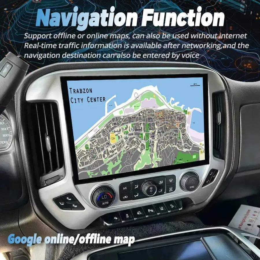 Android Qled Screen Stereo Car Radio For Chevrolet Silverado GMC Sierra 2014-2019 GPS Navi | AUTOKITSHOP