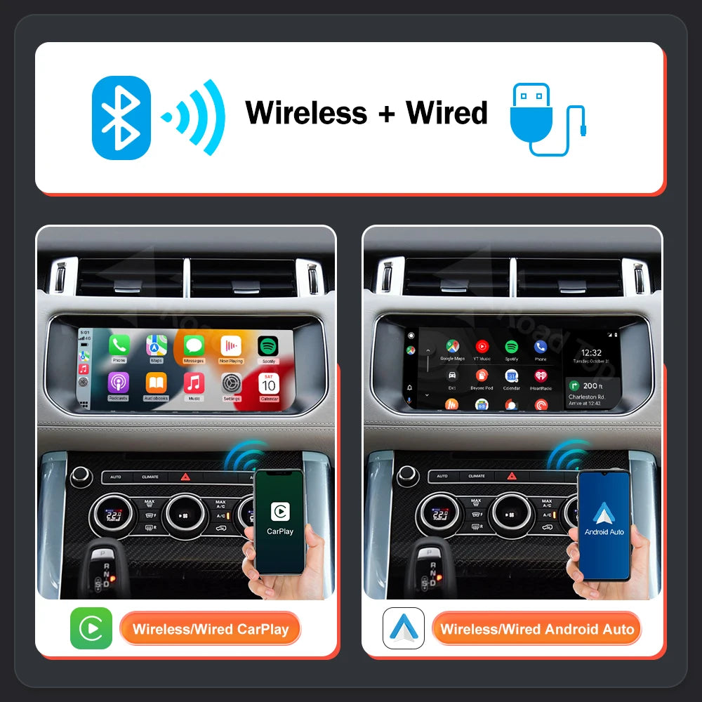 Wireless Carplay Android Auto Ai Box For Land Rover Jaguar Range Rover Evoque Discovery 20 | AUTOKITSHOP