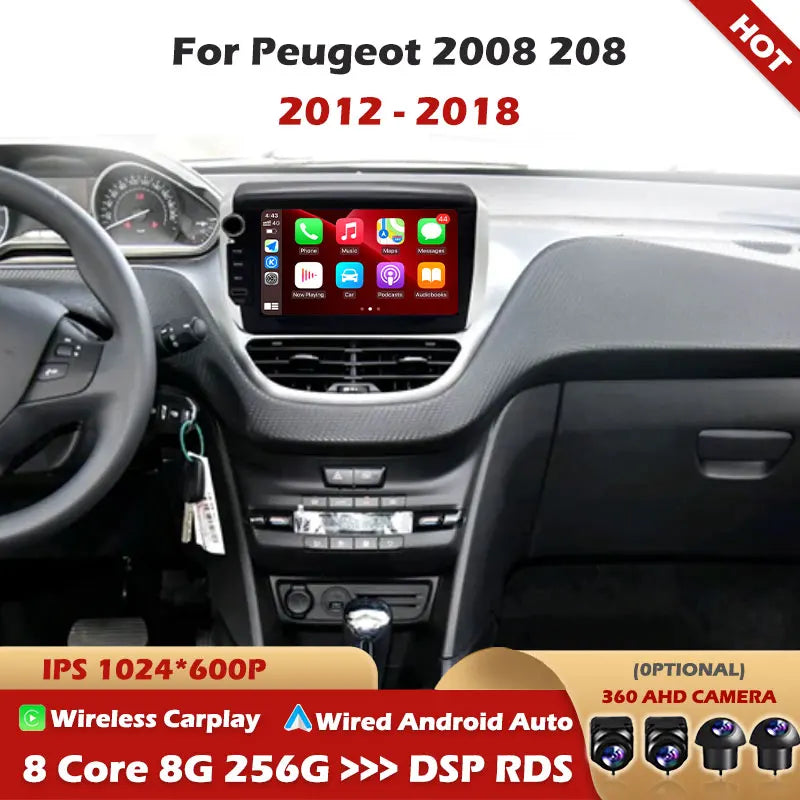 Car Radio For Peugeot 2008 208 2012 - 2018 wireless CarPlay Android Auto car intelligent s