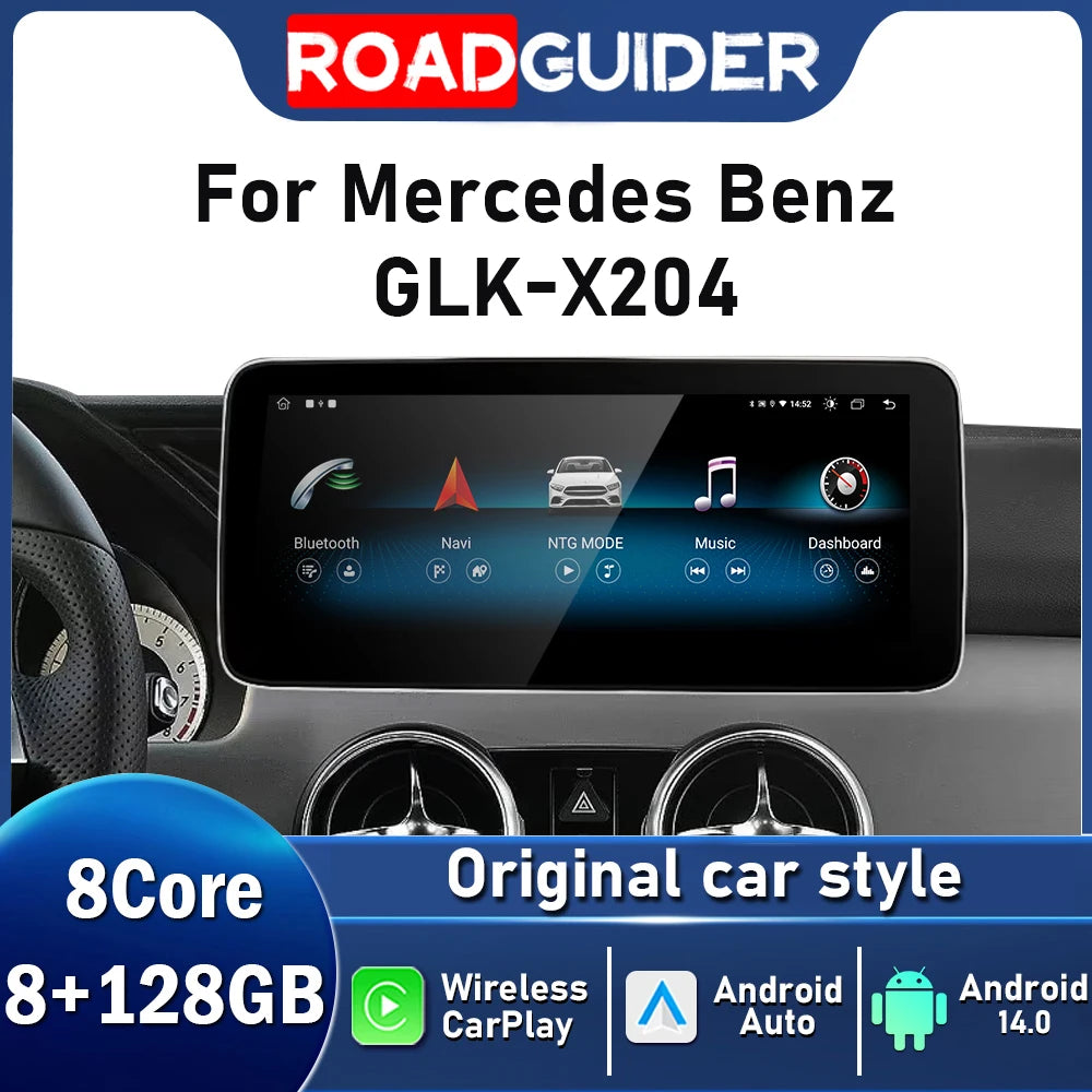 10.25INCH Car Radio Android 14 For Mercedes Benz GLK X204 Wireless CarPlay Auto Multimedia